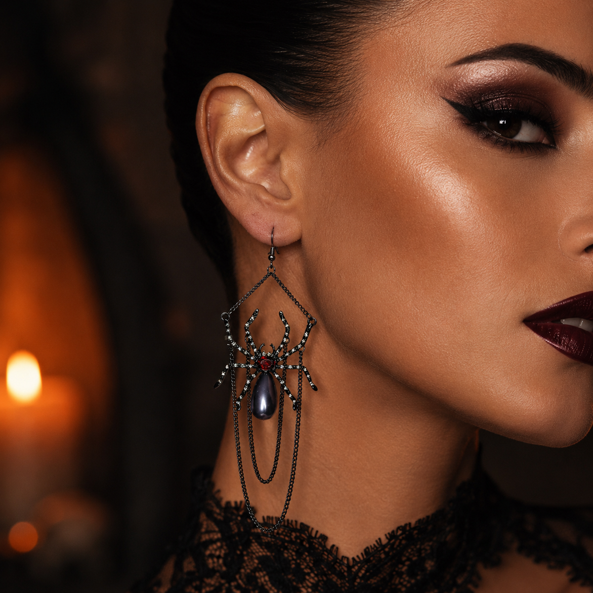 Black Widow Oversized Gothic Spider Statement Earrings