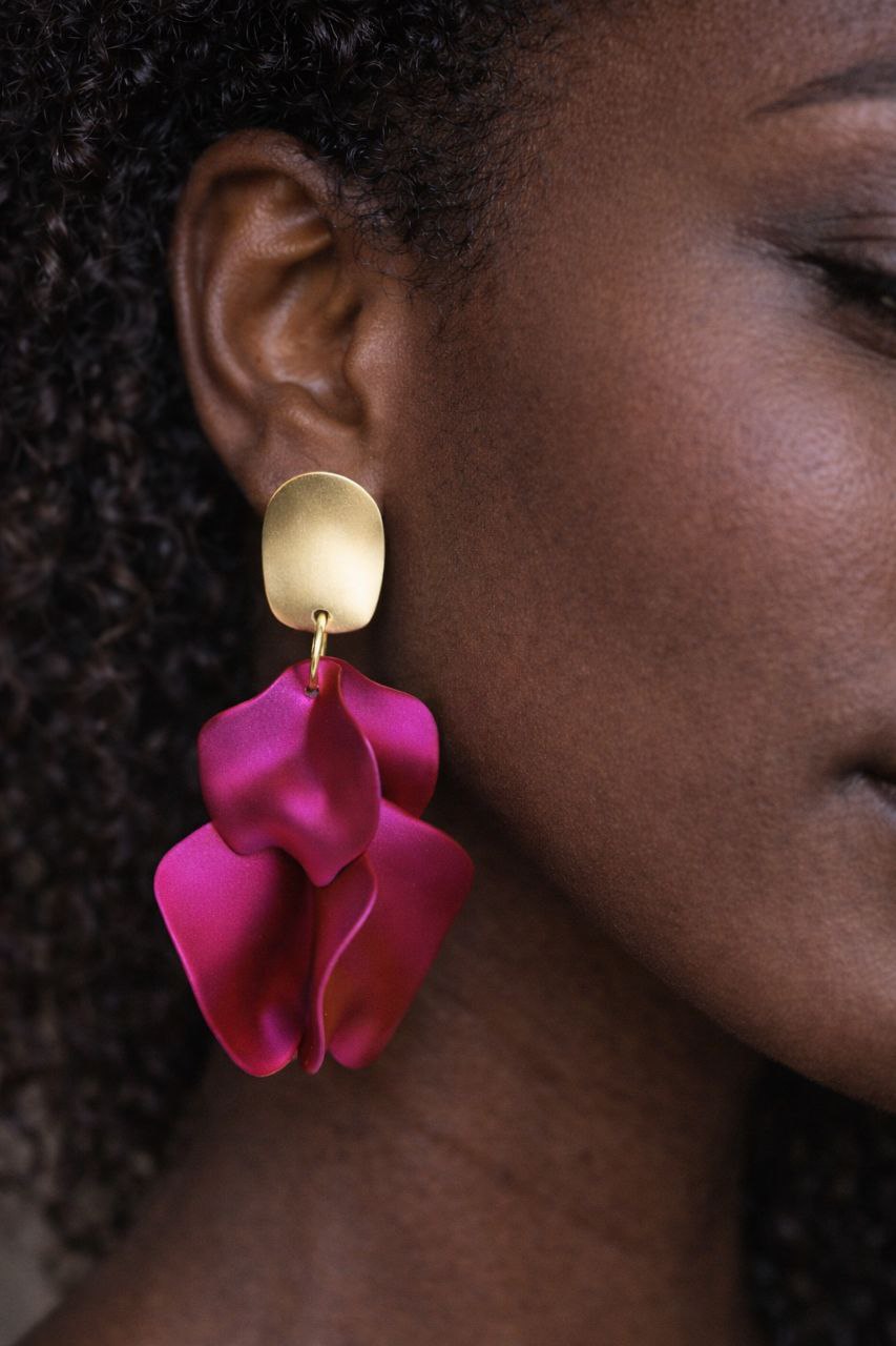 Hot Pink Statement Flower Earrings – Bold Fuchsia Jewelry, Party & Gift for Her