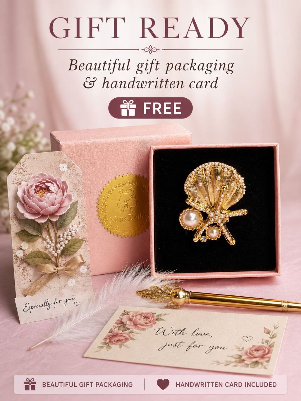 Gold Seashell Starfish Ring, Ocean Pearl Statement Ring, Adjustable Coastal Jewelry Gift for Her