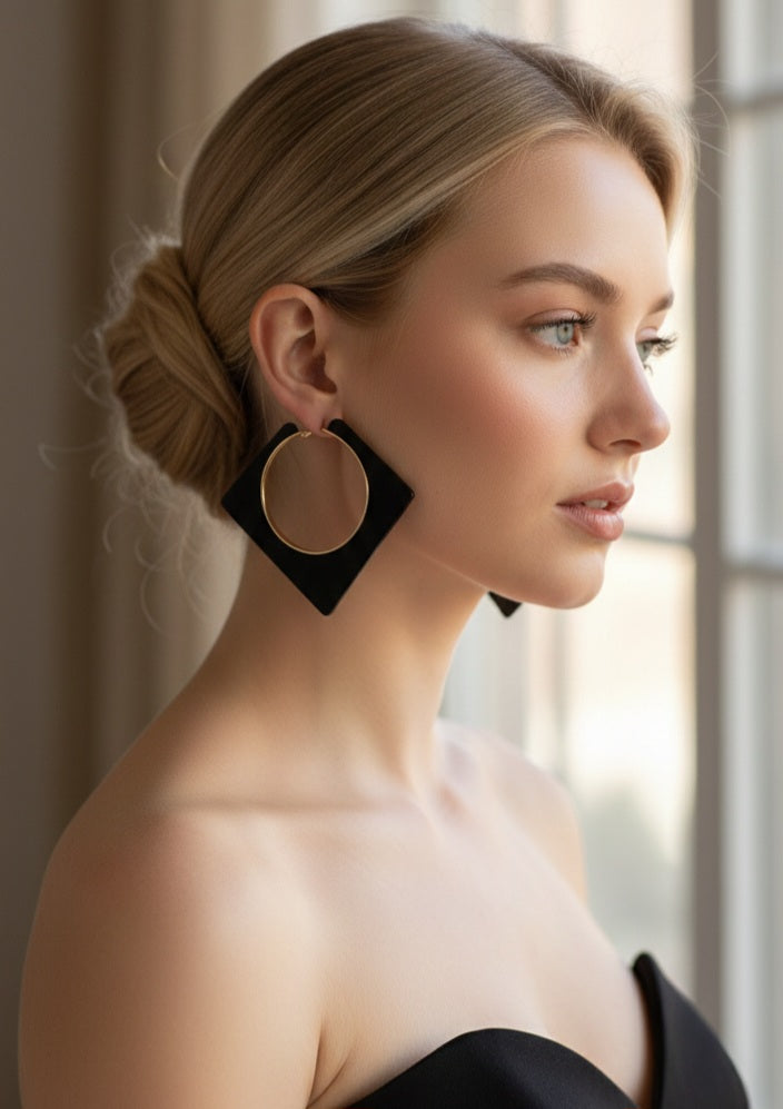 Gold Acrylic Hoop Earrings – Large Lightweight Statement Hoops, Modern Minimalist Jewelry, Gift for Her