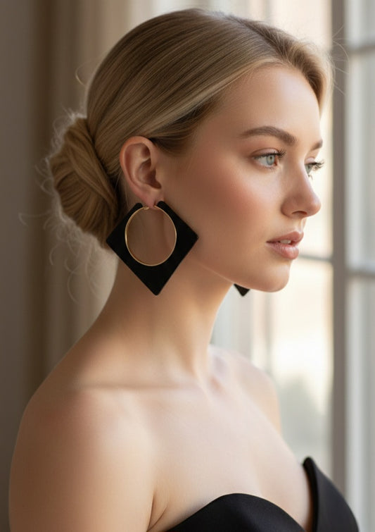 Gold Acrylic Hoop Earrings – Large Lightweight Statement Hoops, Modern Minimalist Jewelry, Gift for Her