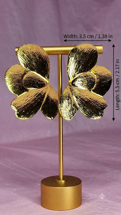 Golden Bloom Oversized Flower Statement Earrings