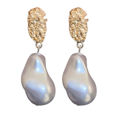 Baroque Pearl Drop Earrings – Gold Statement Bridal Earrings