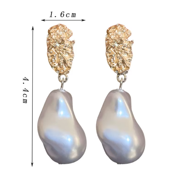 Baroque Pearl Drop Earrings – Gold Statement Bridal Earrings