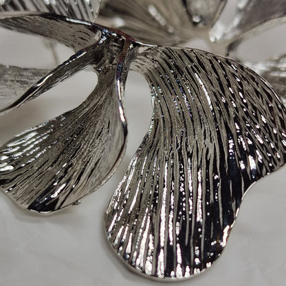 Oversized Silver Floral Statement Earrings – Sculptural Metal Flower Earrings, Bold Fashion Jewelry, Designer Style Earrings