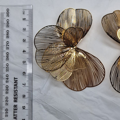 Gold Floral Statement Earrings – Oversized Flower Earrings, Luxury Lightweight Petal Earrings, Elegant Gift for Her