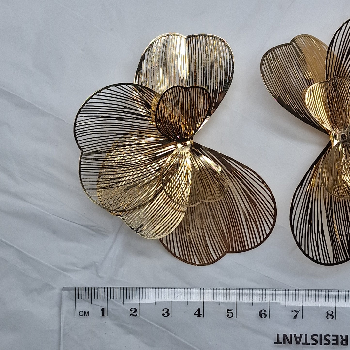 Gold Floral Statement Earrings – Oversized Flower Earrings, Luxury Lightweight Petal Earrings, Elegant Gift for Her