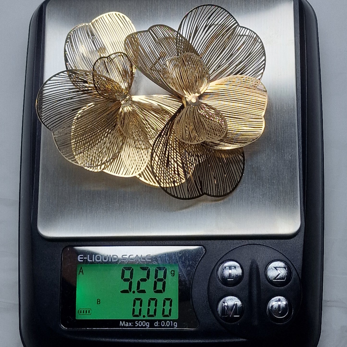 Gold Floral Statement Earrings – Oversized Flower Earrings, Luxury Lightweight Petal Earrings, Elegant Gift for Her