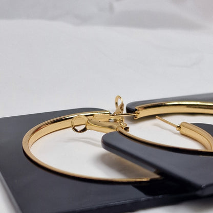 Gold Acrylic Hoop Earrings – Large Lightweight Statement Hoops, Modern Minimalist Jewelry, Gift for Her