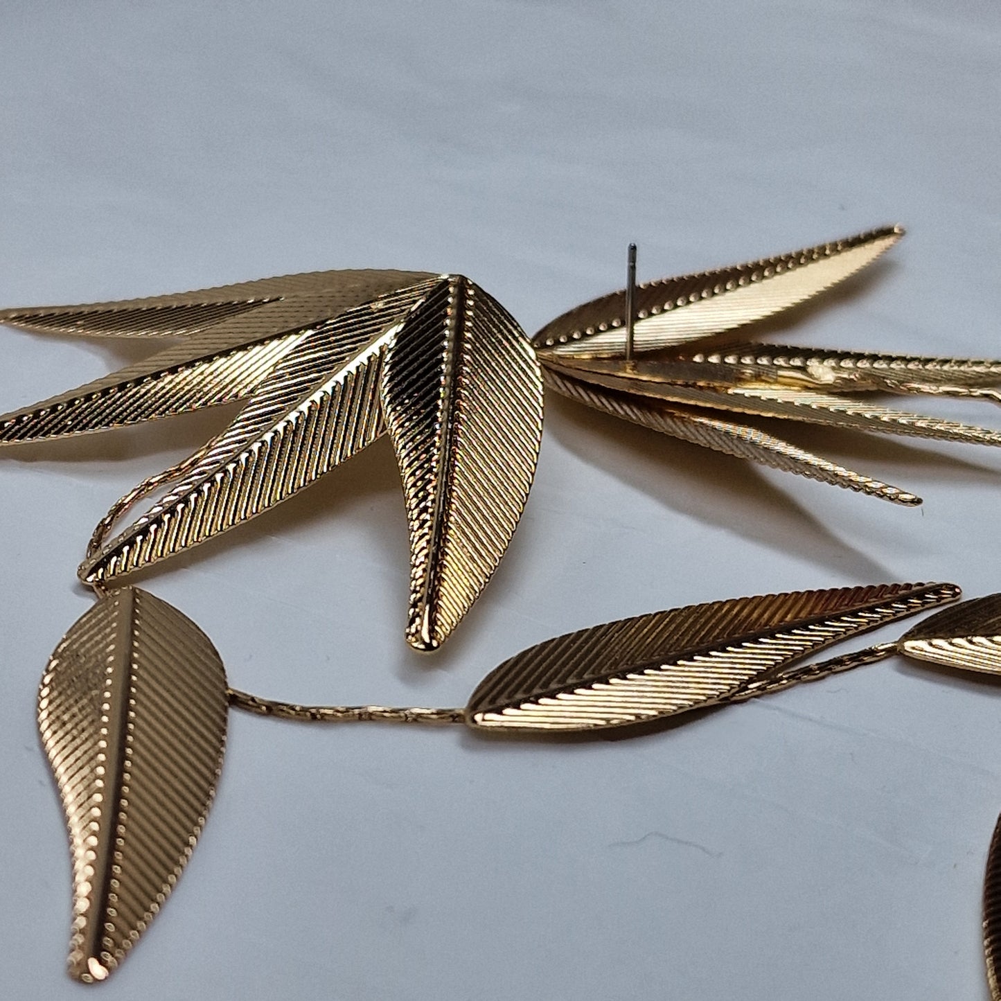 Dramatic Gold Leaf Drop Earrings – Long Statement Botanical Earrings