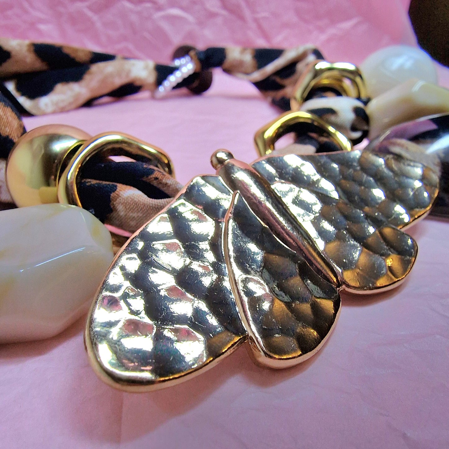 Gold Butterfly Statement Necklace – Leopard Scarf Luxury Choker