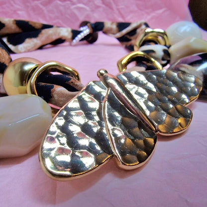 Gold Butterfly Statement Necklace – Leopard Scarf Luxury Choker
