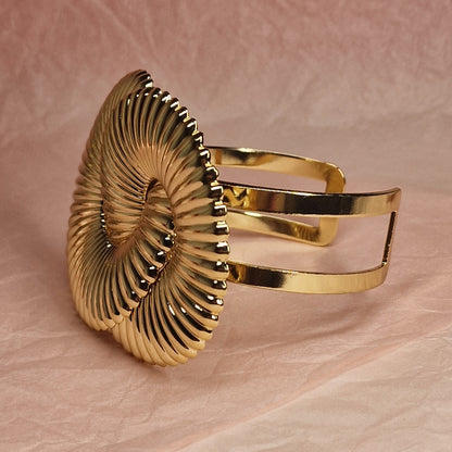Gold Spiral Statement Cuff Bracelet, Oversized Gold Bracelet, Luxury Sculptural Bangle, Bold Runway Jewelry