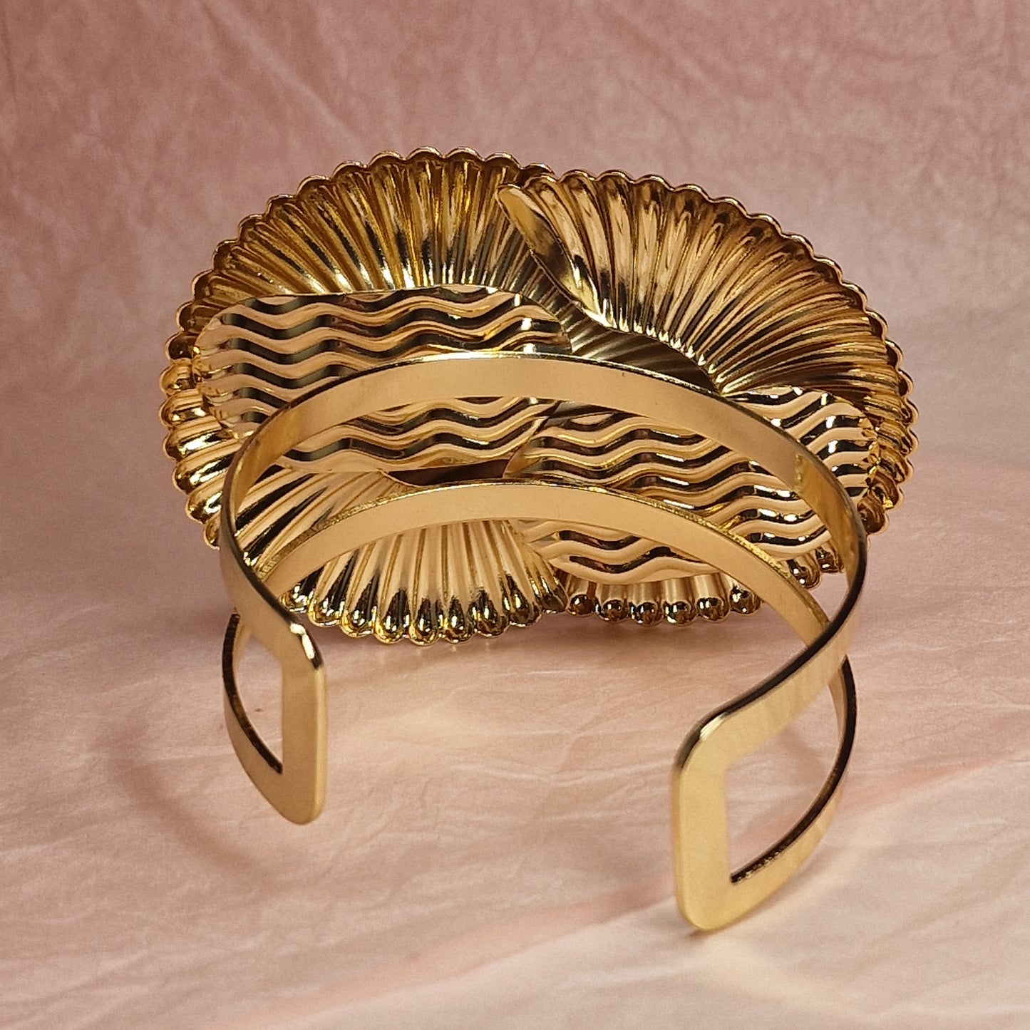 Gold Spiral Statement Cuff Bracelet, Oversized Gold Bracelet, Luxury Sculptural Bangle, Bold Runway Jewelry