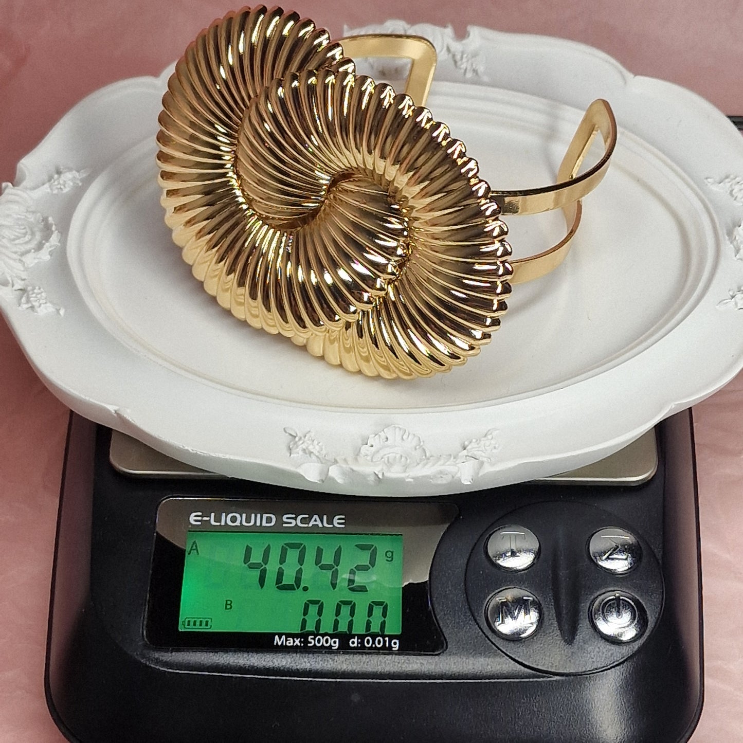 Gold Spiral Statement Cuff Bracelet, Oversized Gold Bracelet, Luxury Sculptural Bangle, Bold Runway Jewelry
