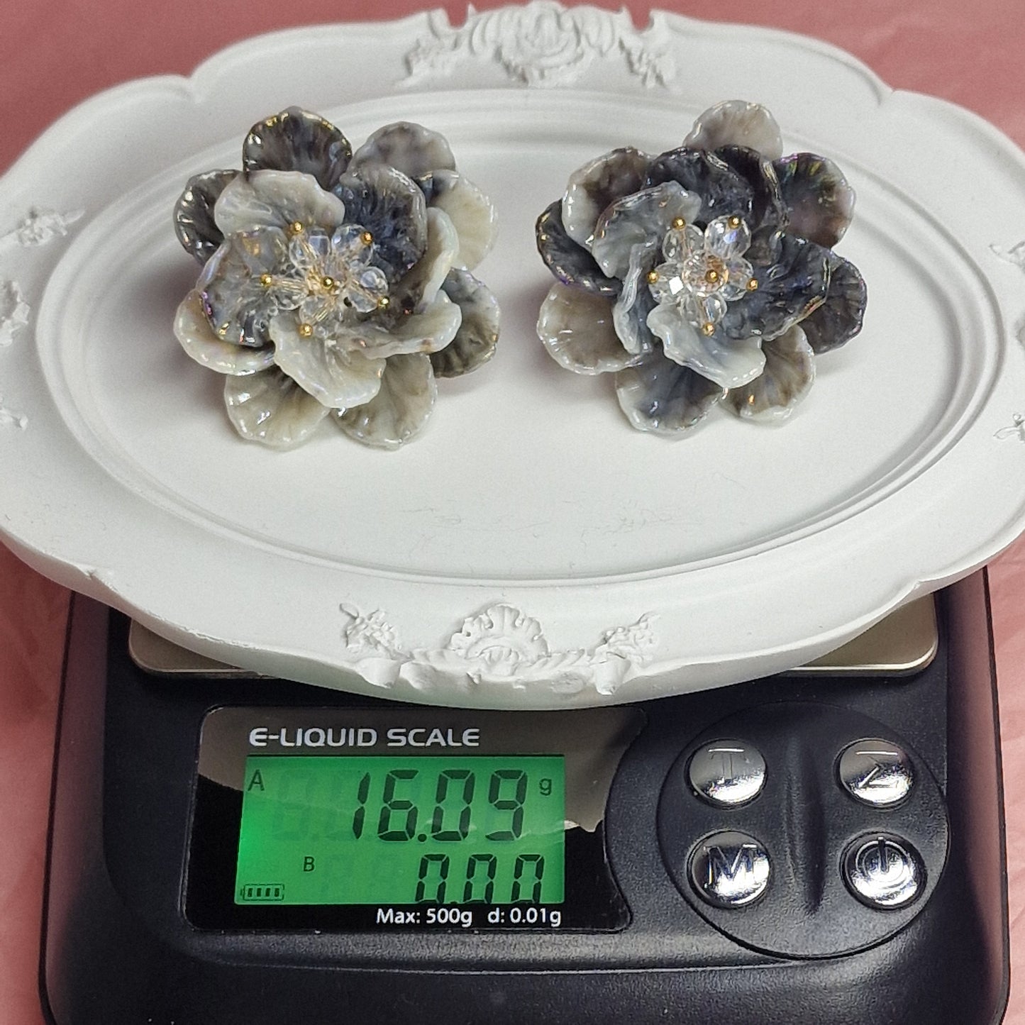 Oversized Floral Statement Earrings Silver Flower Romantic Jewelry