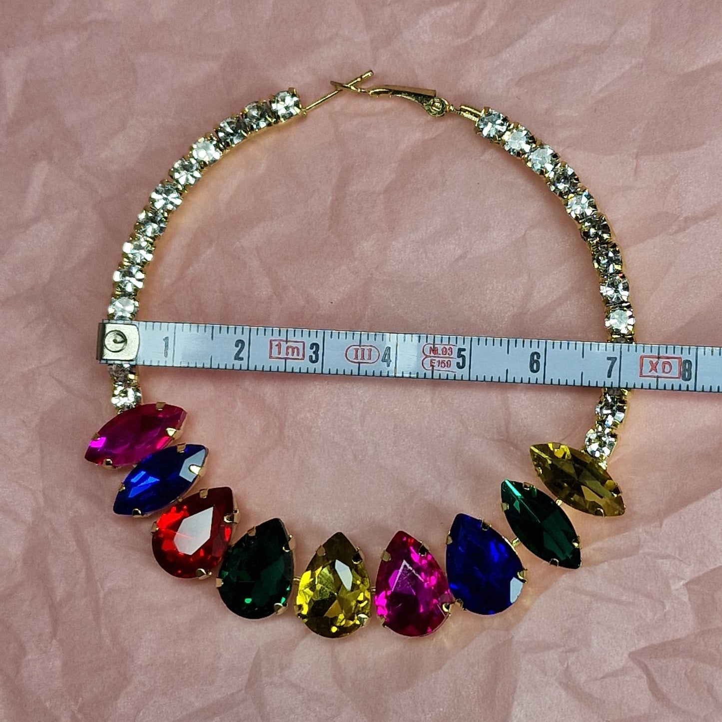 Rainbow Crystal Hoop Earrings – Colourful Rhinestone Statement Earrings
