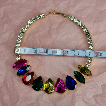 Rainbow Crystal Hoop Earrings – Colourful Rhinestone Statement Earrings