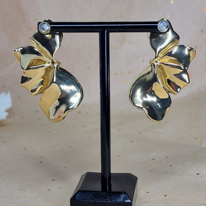Gold Organic Flower Earrings Statement Floral Jewelry for Women Gift