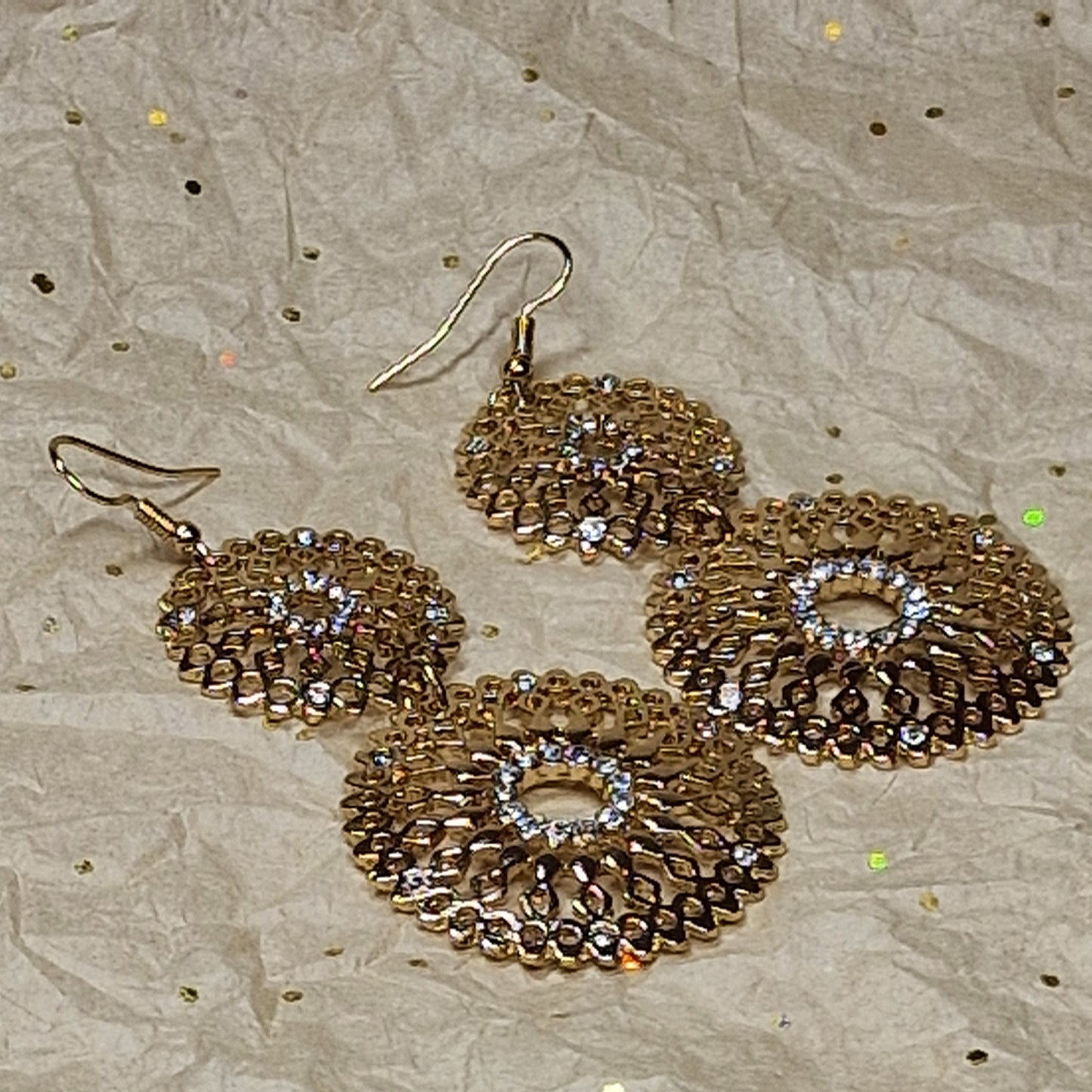 Gold Lace Statement Earrings – Bridal Wedding Guest Jewelry