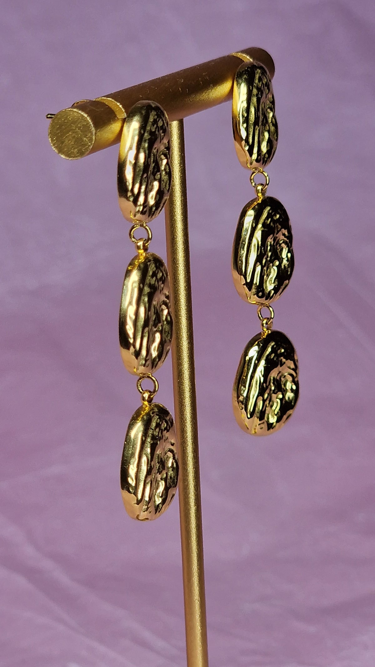 Sculptural Gold Stainless Steel Drop Earrings