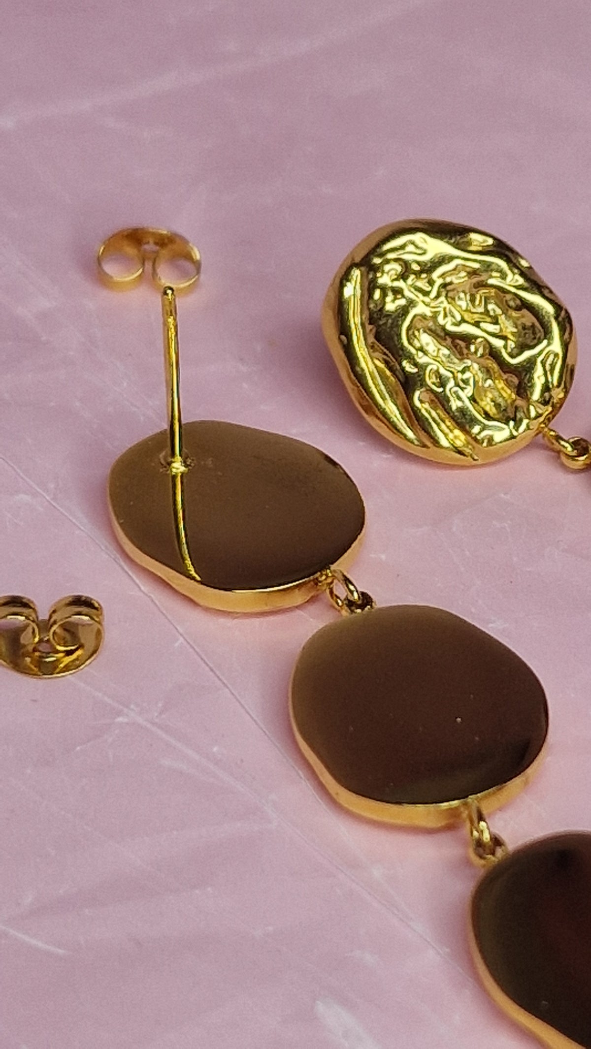 Sculptural Gold Stainless Steel Drop Earrings