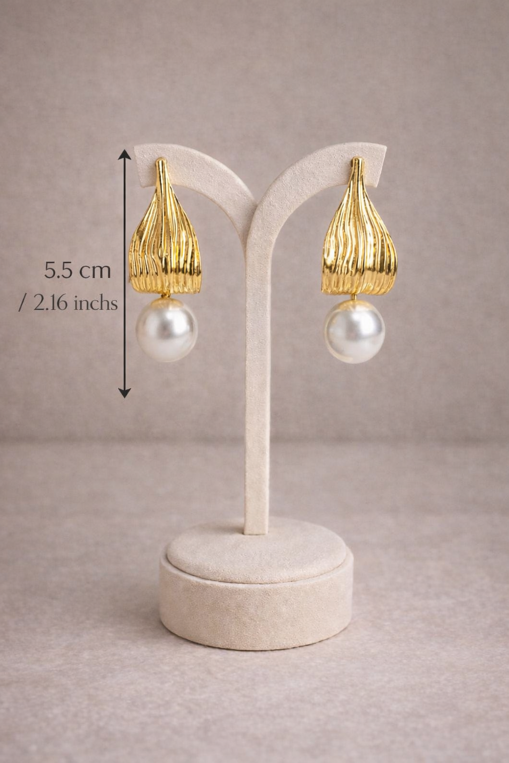 Gold Pearl Drop Earrings Statement Elegant Pearl Dangle Earrings Textured Gold Shell Earrings Wedding Jewelry Gift for Her Luxury Earrings