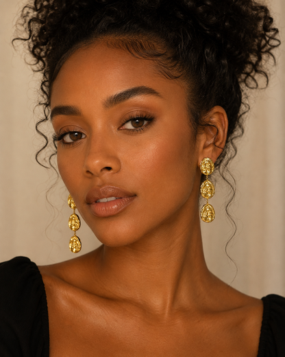 Sculptural Gold Stainless Steel Drop Earrings