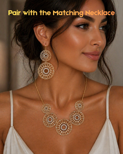 Gold Lace Statement Earrings – Bridal Wedding Guest Jewelry