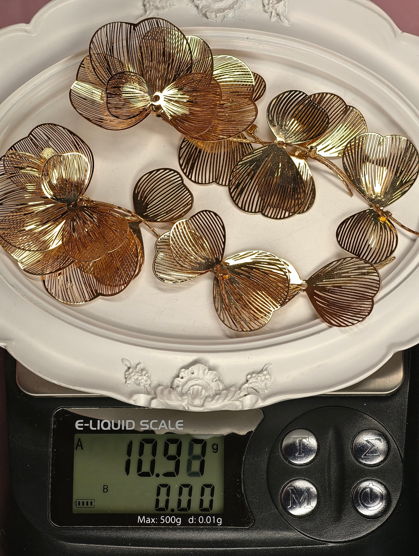 Golden Orchid Statement Earrings – Oversized Floral Gold Earrings