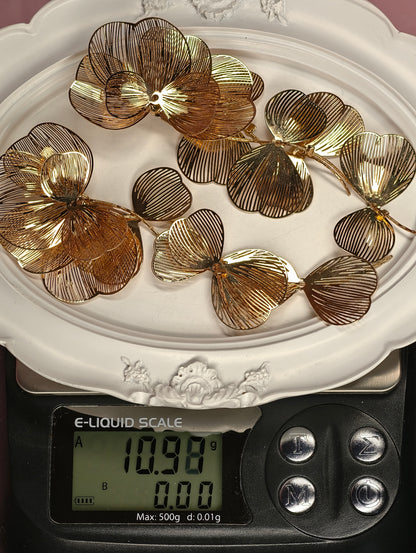 Golden Orchid Statement Earrings – Oversized Floral Gold Earrings