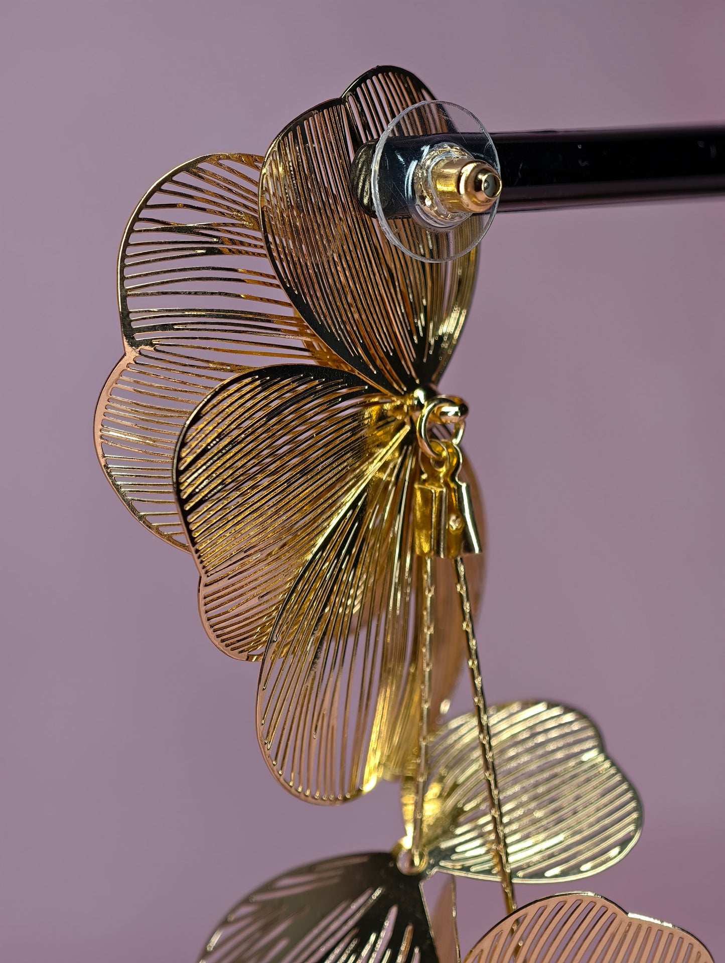 Golden Orchid Statement Earrings – Oversized Floral Gold Earrings