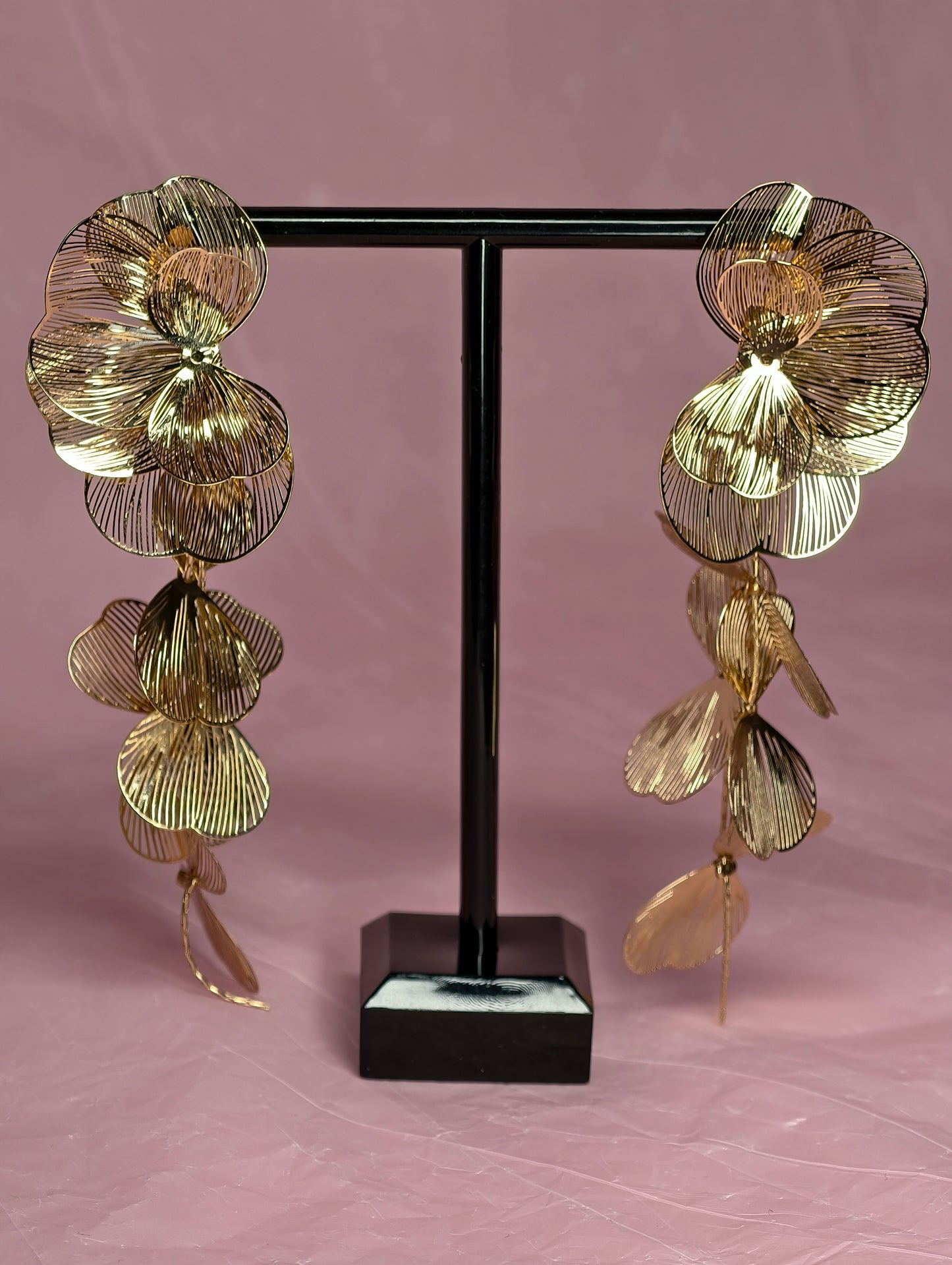 Golden Orchid Statement Earrings – Oversized Floral Gold Earrings