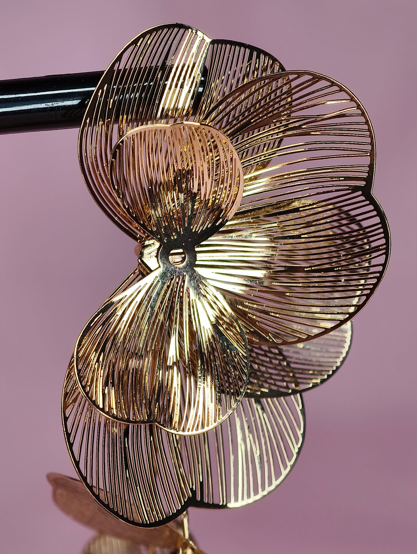 Golden Orchid Statement Earrings – Oversized Floral Gold Earrings