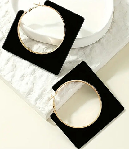 Gold Acrylic Hoop Earrings – Large Lightweight Statement Hoops, Modern Minimalist Jewelry, Gift for Her