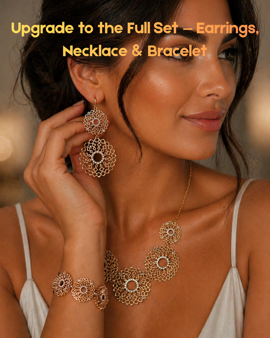 Gold Lace Statement Earrings – Bridal Wedding Guest Jewelry