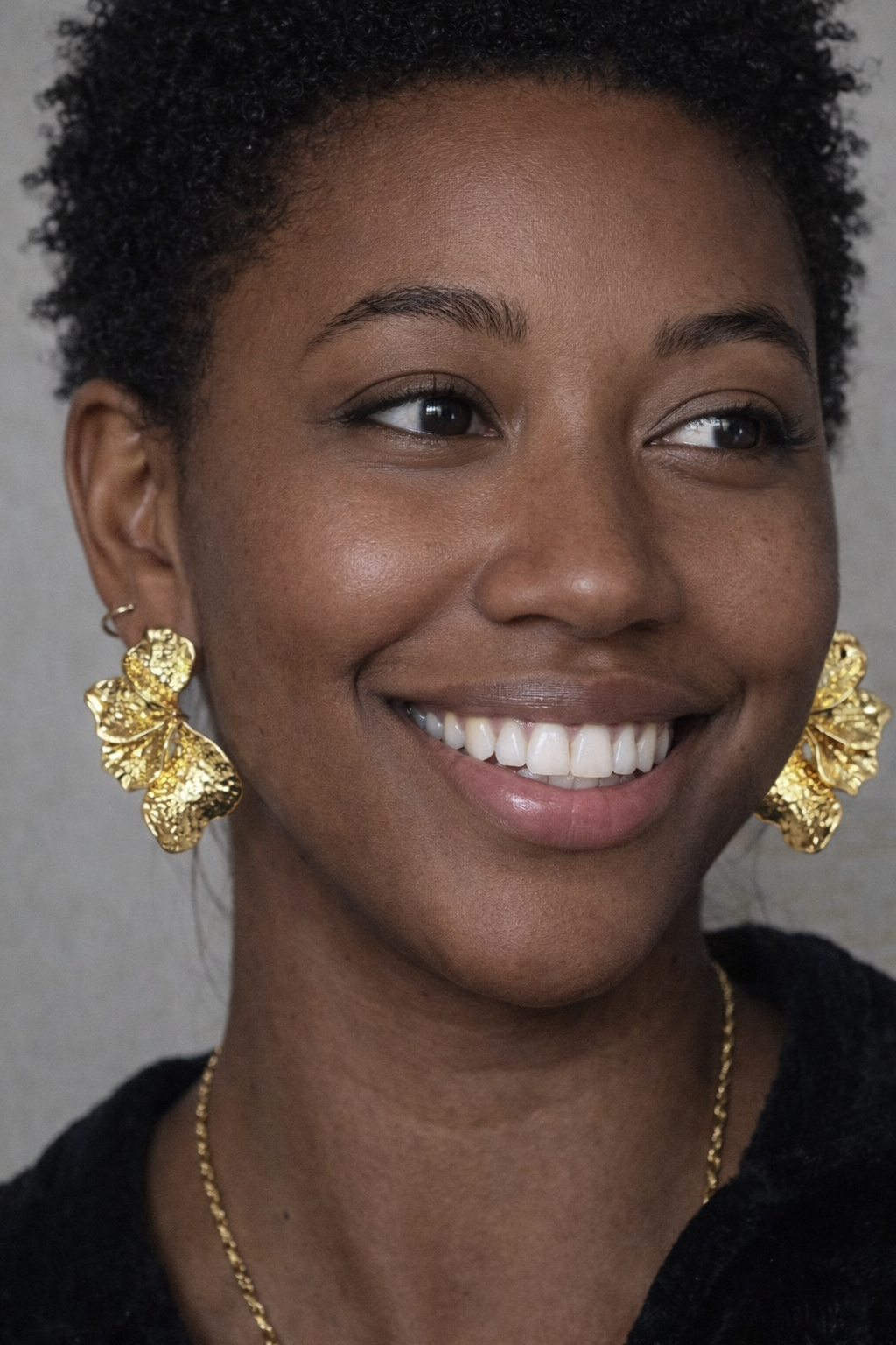 Gold Organic Flower Earrings Statement Floral Jewelry for Women Gift