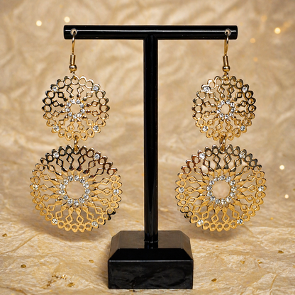 Gold Lace Statement Earrings – Bridal Wedding Guest Jewelry