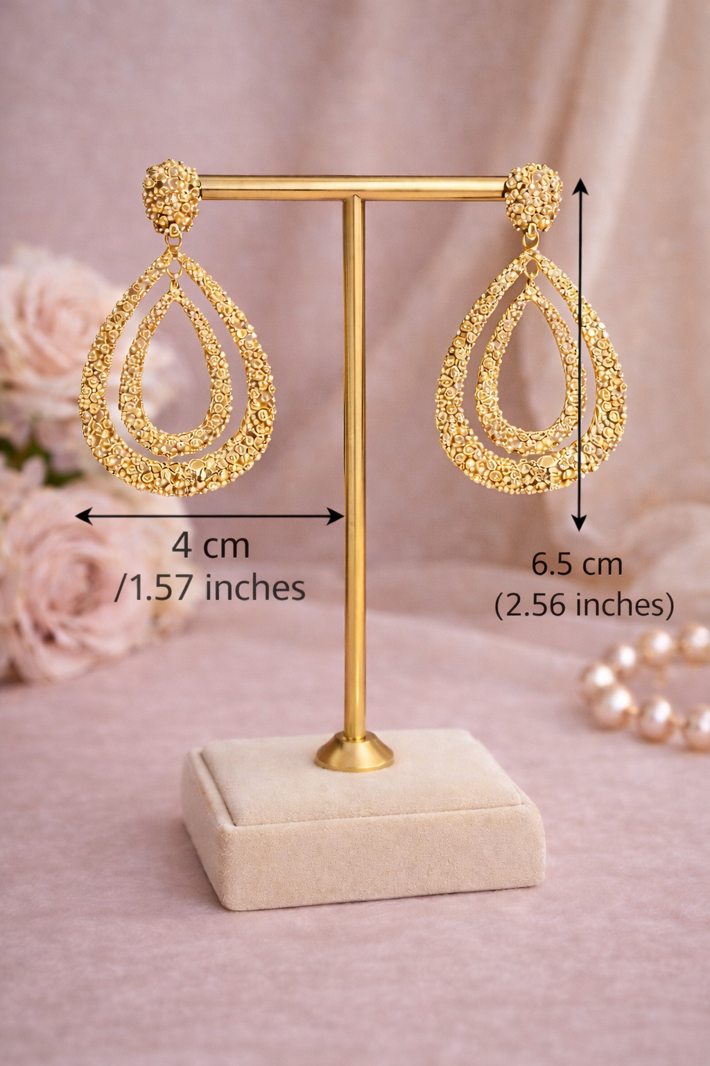 Gold Crystal Teardrop Earrings – Luxury Statement Glam Earrings