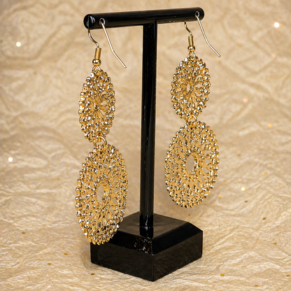 Gold Lace Statement Earrings – Bridal Wedding Guest Jewelry