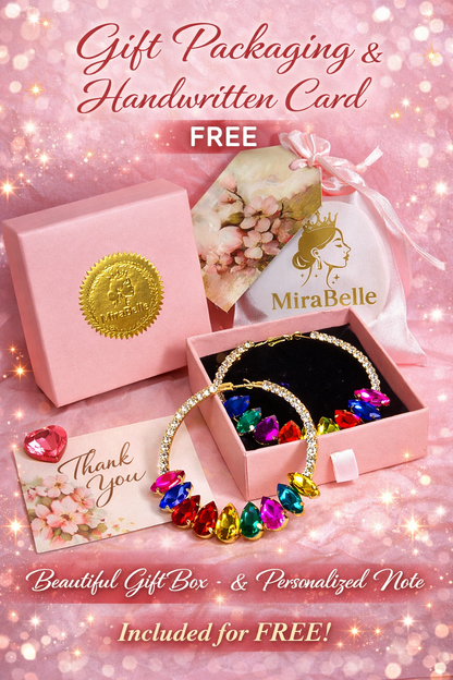Rainbow Crystal Hoop Earrings – Colourful Rhinestone Statement Earrings