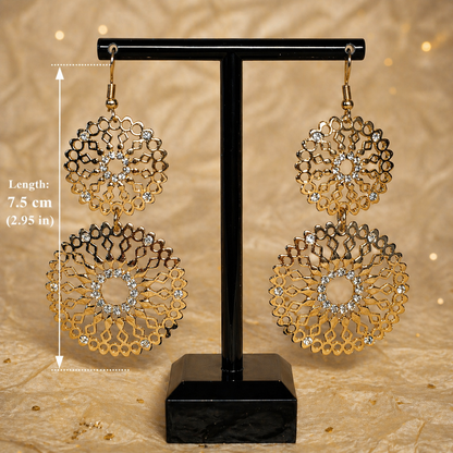 Gold Lace Statement Earrings – Bridal Wedding Guest Jewelry