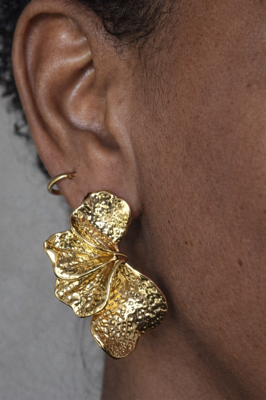 Gold Organic Flower Earrings Statement Floral Jewelry for Women Gift