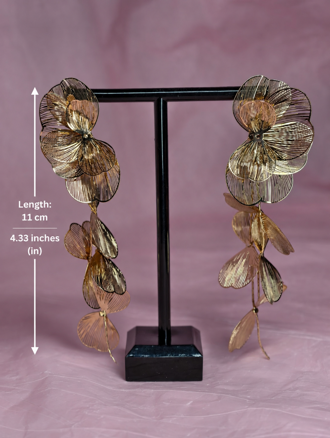 Golden Orchid Statement Earrings – Oversized Floral Gold Earrings