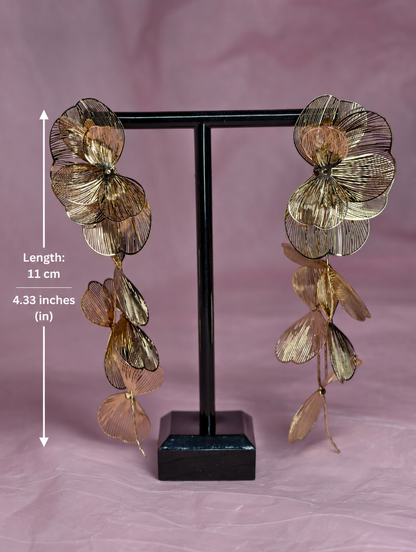 Golden Orchid Statement Earrings – Oversized Floral Gold Earrings