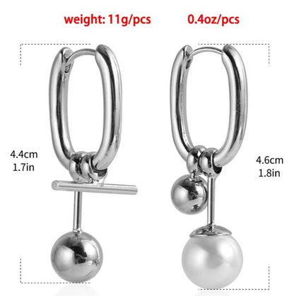 Minimalist Silver Hoop Earrings with Drop Ball – Modern Statement Dangle Earrings for Women, Elegant Gift Jewelry
