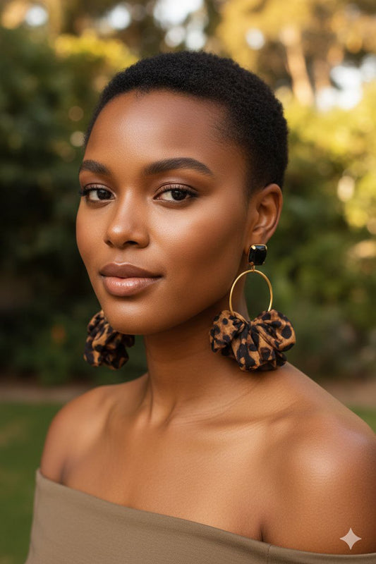 Leopard Statement Earrings – Gold Hoop Animal Print Earrings