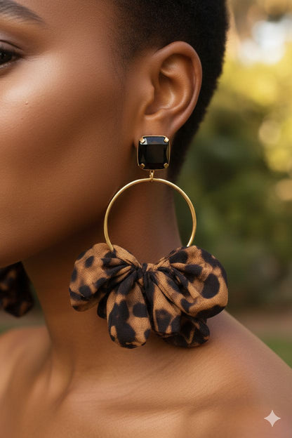 Leopard Statement Earrings – Gold Hoop Animal Print Earrings
