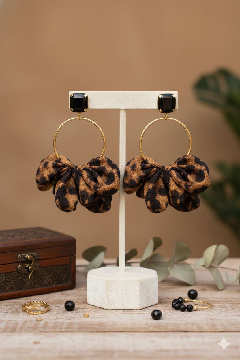 Leopard Statement Earrings – Gold Hoop Animal Print Earrings