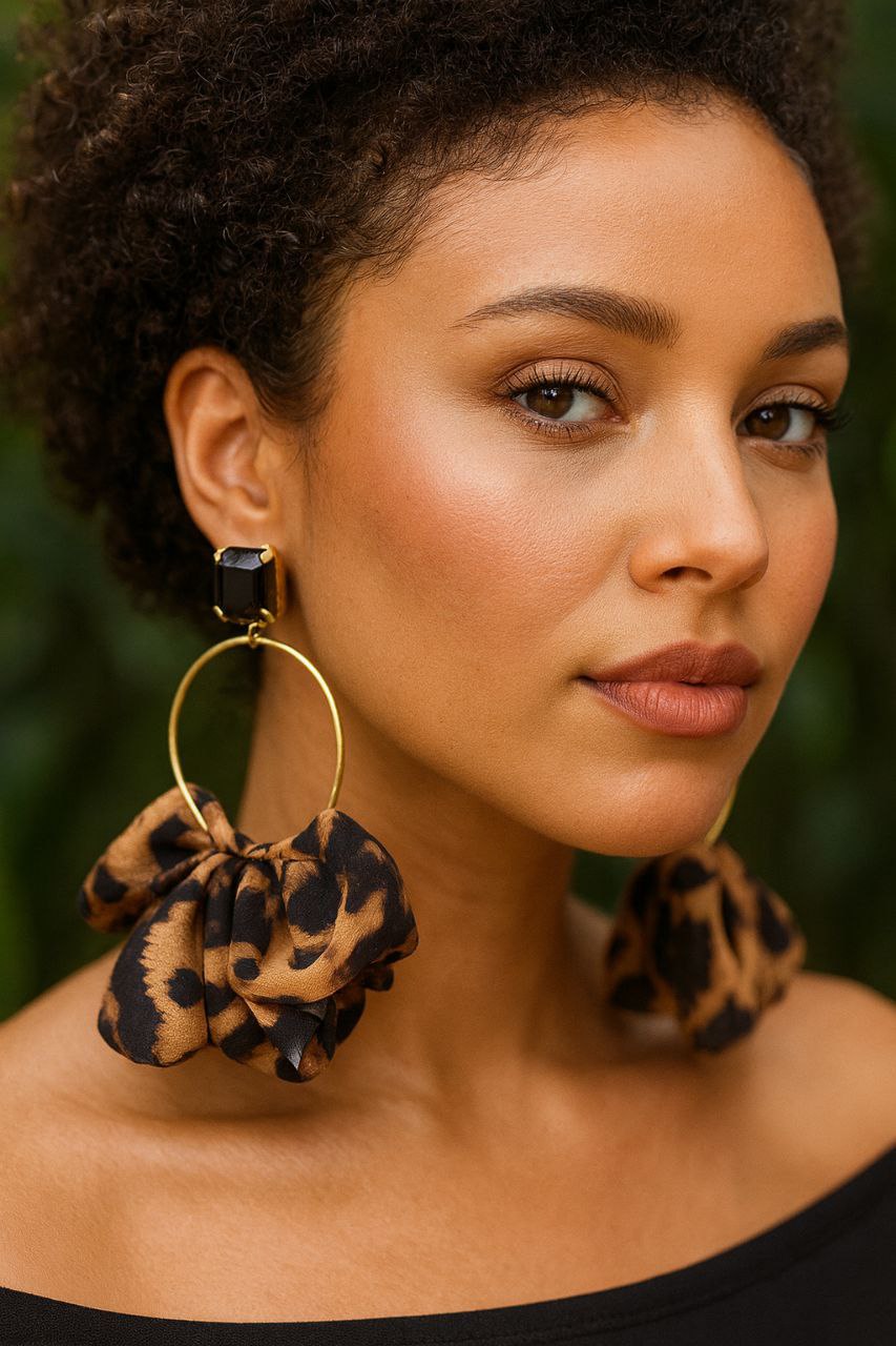 Leopard Statement Earrings – Gold Hoop Animal Print Earrings